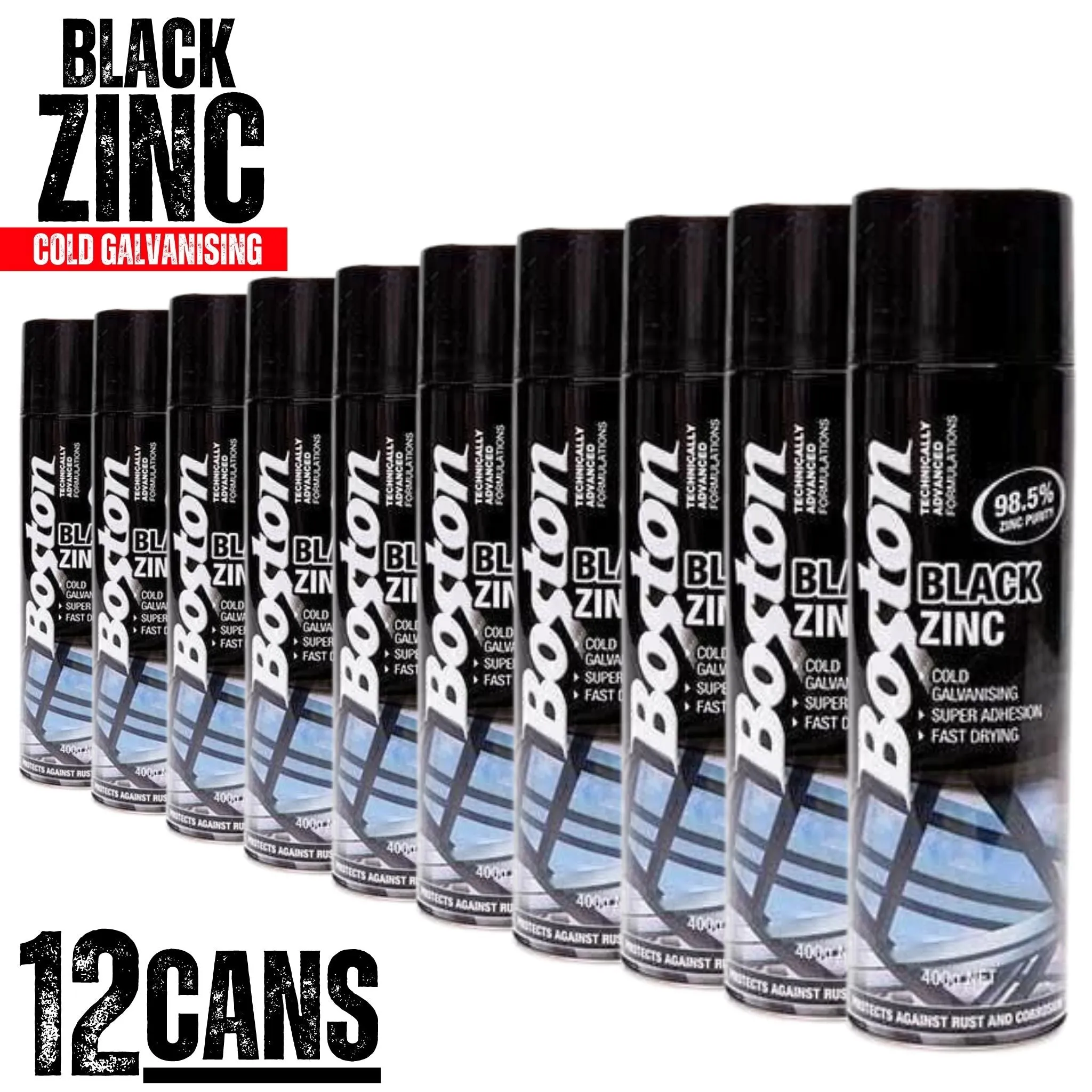 12 Cans | BOSTON BLACK ZINC COLD GAL | BT256- 400GM