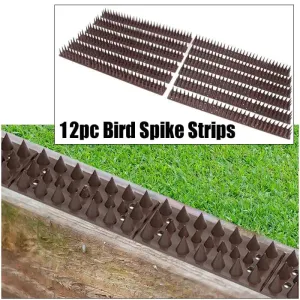 12 x Bird and Cat Repellent Spikes Deterrent Strips for Fences, Walls and Window Ledges
