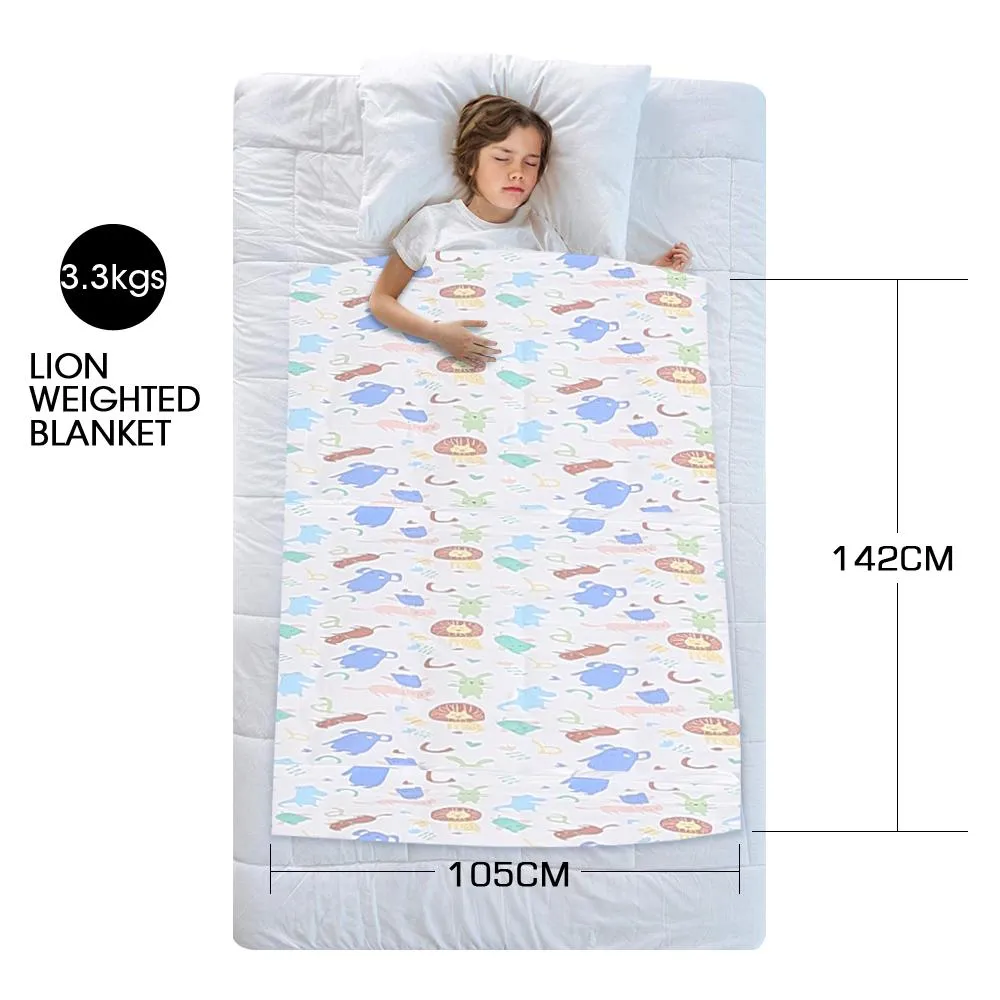 142x105cm Kids Cotton Weighted Blanket Lap Pad Cartoon Print Cover Pink