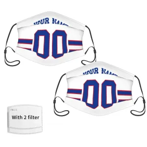 2-Pack Buffalo Bills Face Covering Football Team Decorative Adult Face Mask With Filters PM 2.5 White