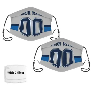 2-Pack Dallas Cowboys Face Covering Football Team Decorative Adult Face Mask With Filters PM 2.5 Grey