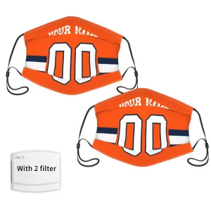 2-Pack Denver Broncos Face Covering Football Team Decorative Adult Face Mask With Filters PM 2.5 Orange
