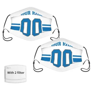 2-Pack Detroit Lions Face Covering Football Team Decorative Adult Face Mask With Filters PM 2.5 White