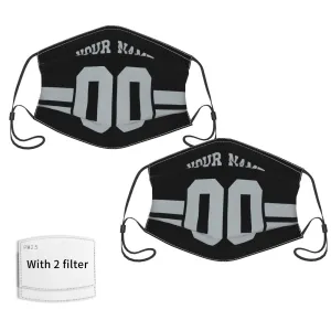 2-Pack Las Vegas Raiders Face Covering Football Team Decorative Adult Face Mask With Filters PM 2.5 Black