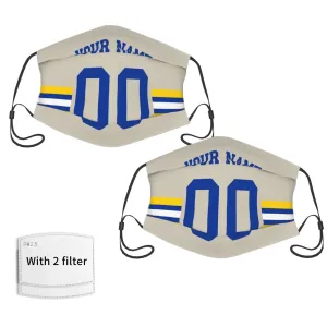 2-Pack Los Angeles Rams Face Covering Football Team Decorative Adult Face Mask With Filters PM 2.5 Cream