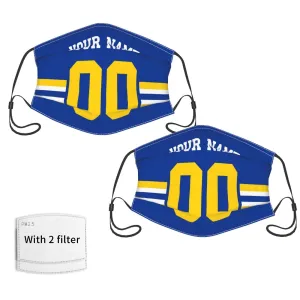 2-Pack Los Angeles Rams Face Covering Football Team Decorative Adult Face Mask With Filters PM 2.5 Royal