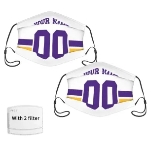 2-Pack Minnesota Vikings Face Covering Football Team Decorative Adult Face Mask With Filters PM 2.5 White