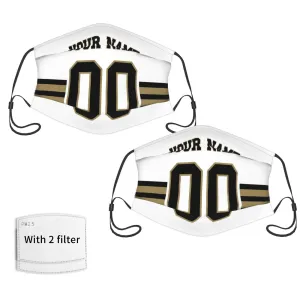 2-Pack New Orleans Saints Face Covering Football Team Decorative Adult Face Mask With Filters PM 2.5 White