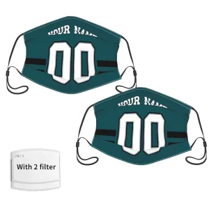 2-Pack Philadelphia Eagles Face Covering Football Team Decorative Adult Face Mask With Filters PM 2.5 Green