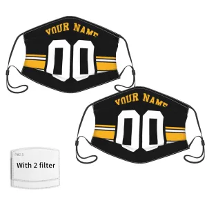 2-Pack Pittsburgh Steelers Face Covering Football Team Decorative Adult Face Mask With Filters PM 2.5 Black