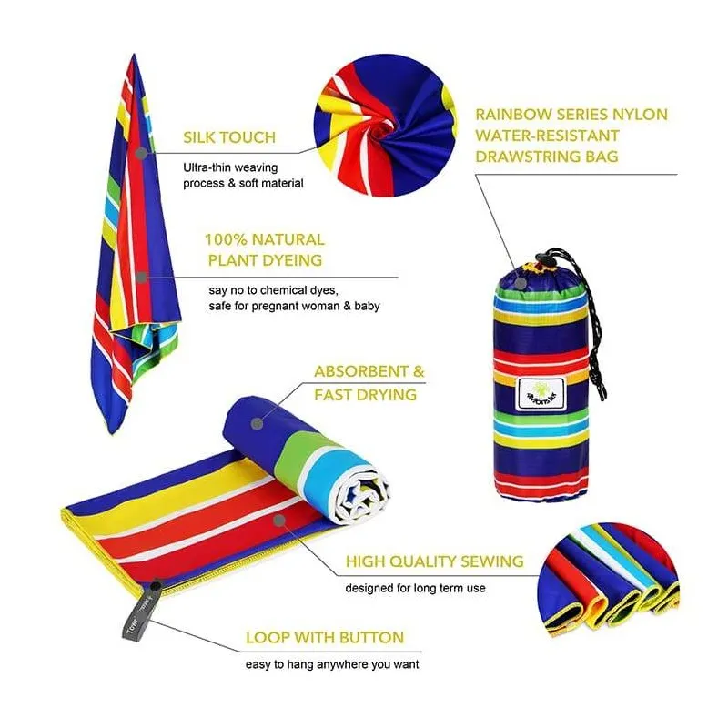 4Monster - Quick Dry Beach Towel Sand Free Rainbow - D
