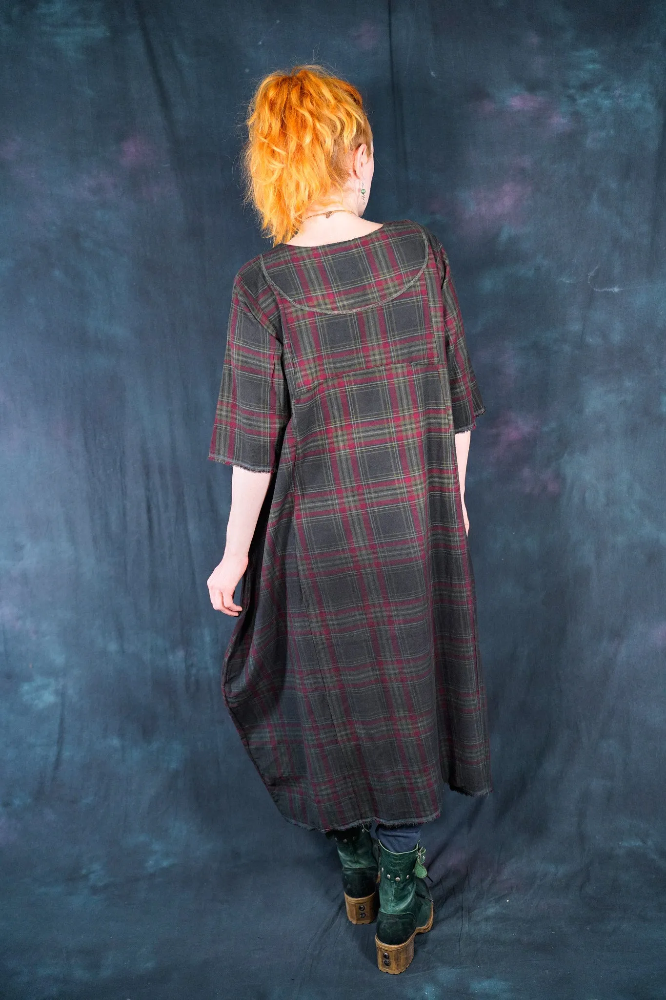 7208B Blue Moon Dress Red/Olive Plaid-P