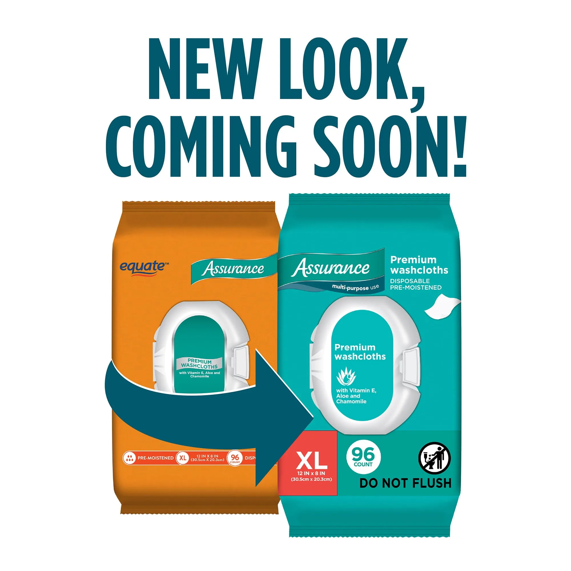 96 Count Assurance Premium XL Disposable Washcloths Extra Large Body Wipes