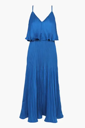 Adelyn Rae Nayla Overlay Pleated Midi Dress - Sapphire Blue