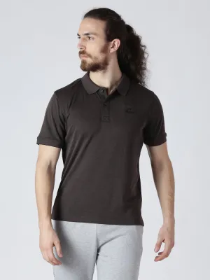 Alcis Men Brown Solid Polo Collar Slim Fit T-shirt