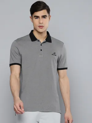 Alcis Men Grey Black Polo Collar T-shirt
