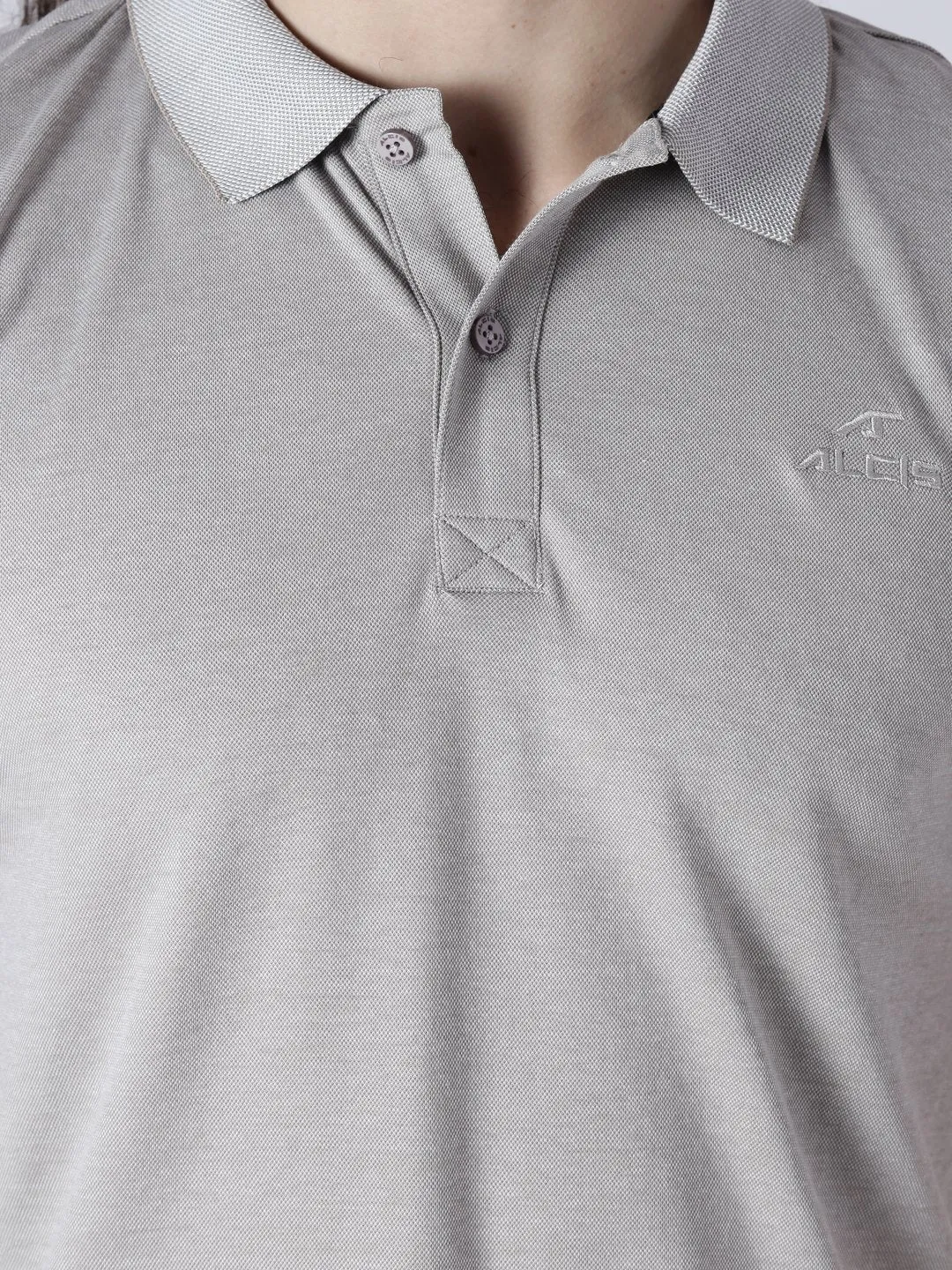 Alcis Men Grey Solid Polo Collar Slim Fit T-shirt