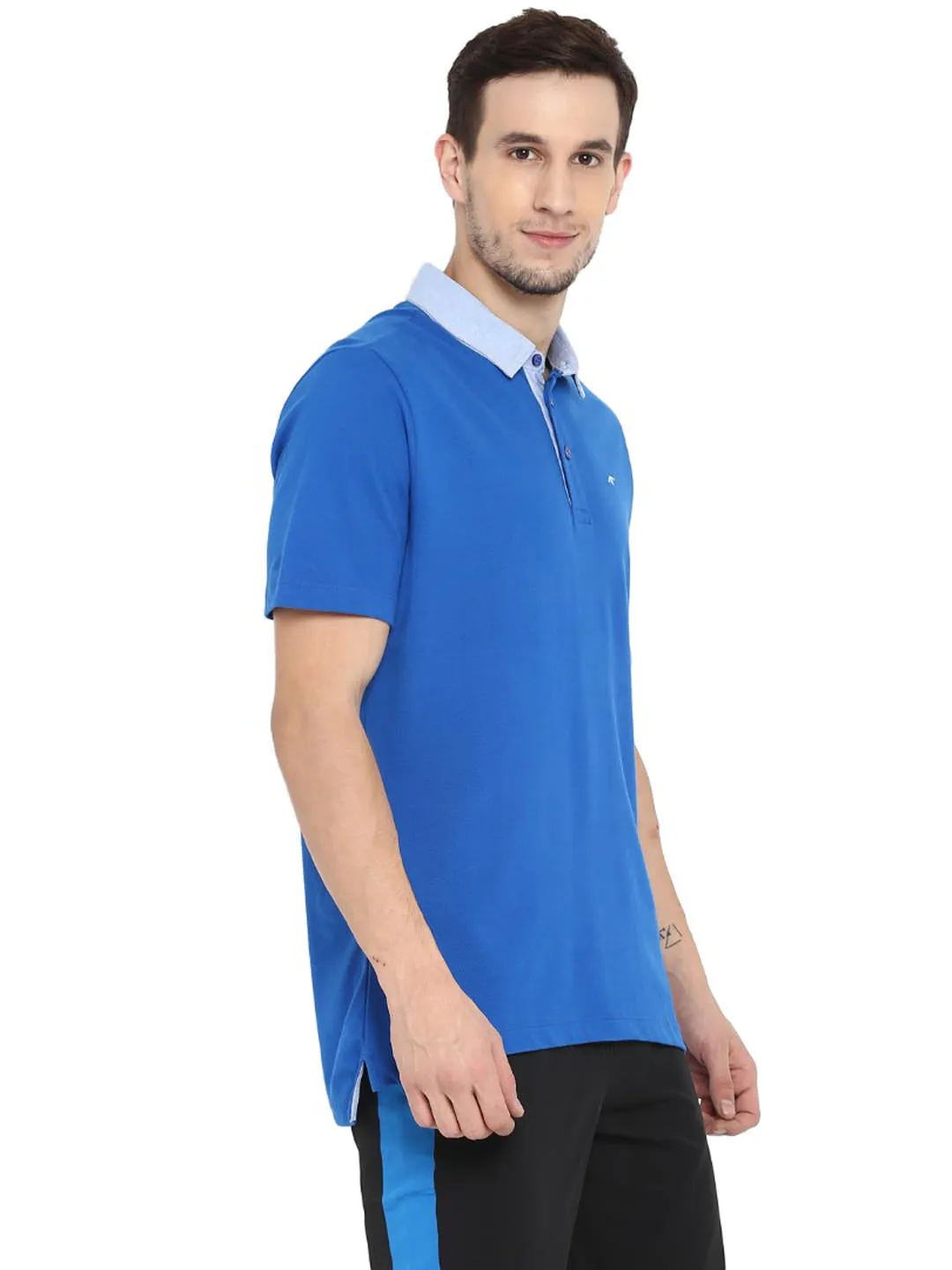 Alcis Men Solid Blue Polo ECMPO02014