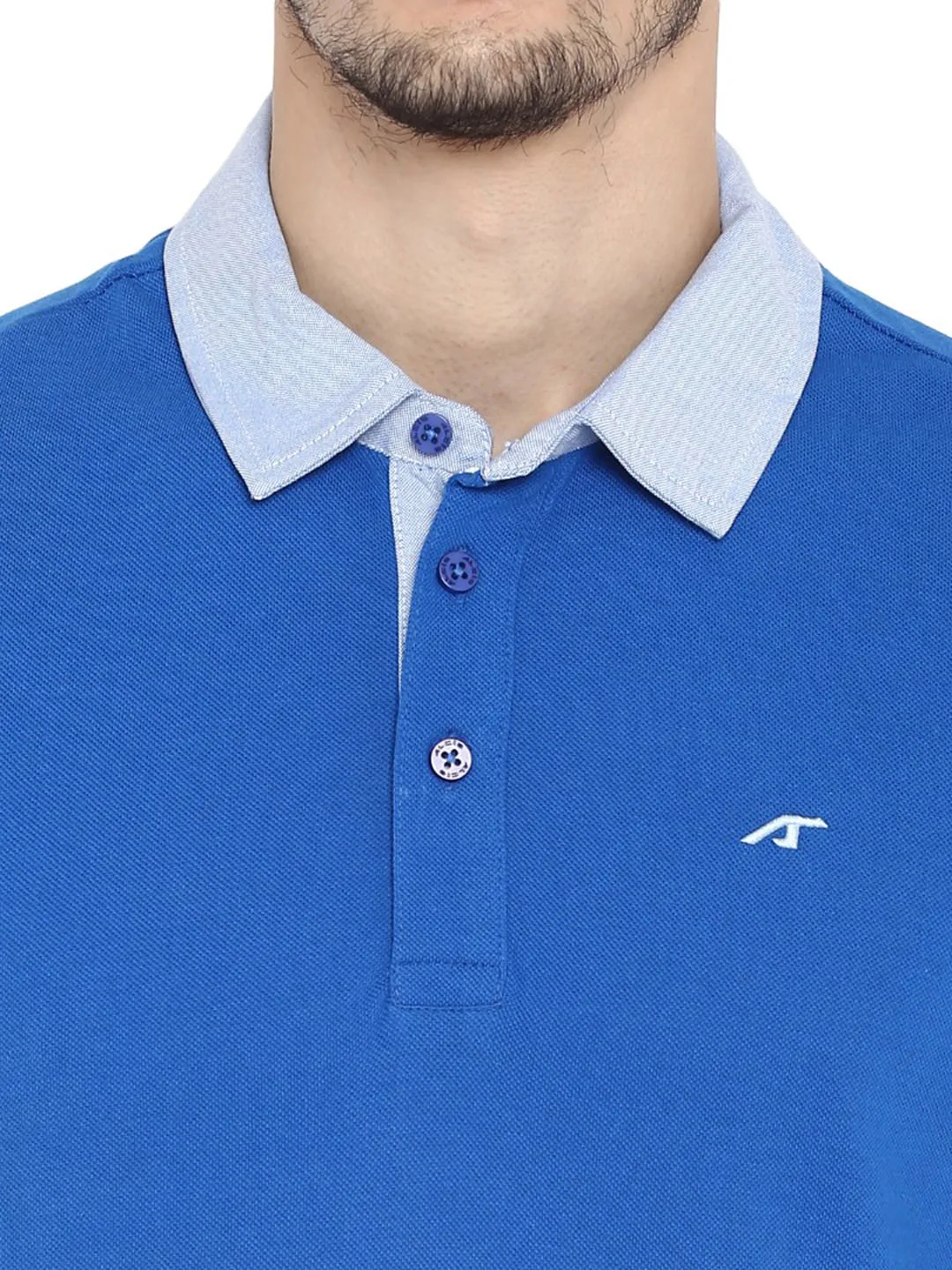 Alcis Men Solid Blue Polo ECMPO02014