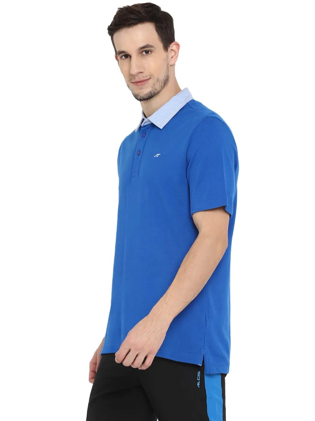 Alcis Men Solid Blue Polo ECMPO02014