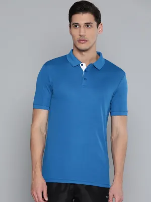 Alcis Men Solid Blue Polo Neck T Shirt