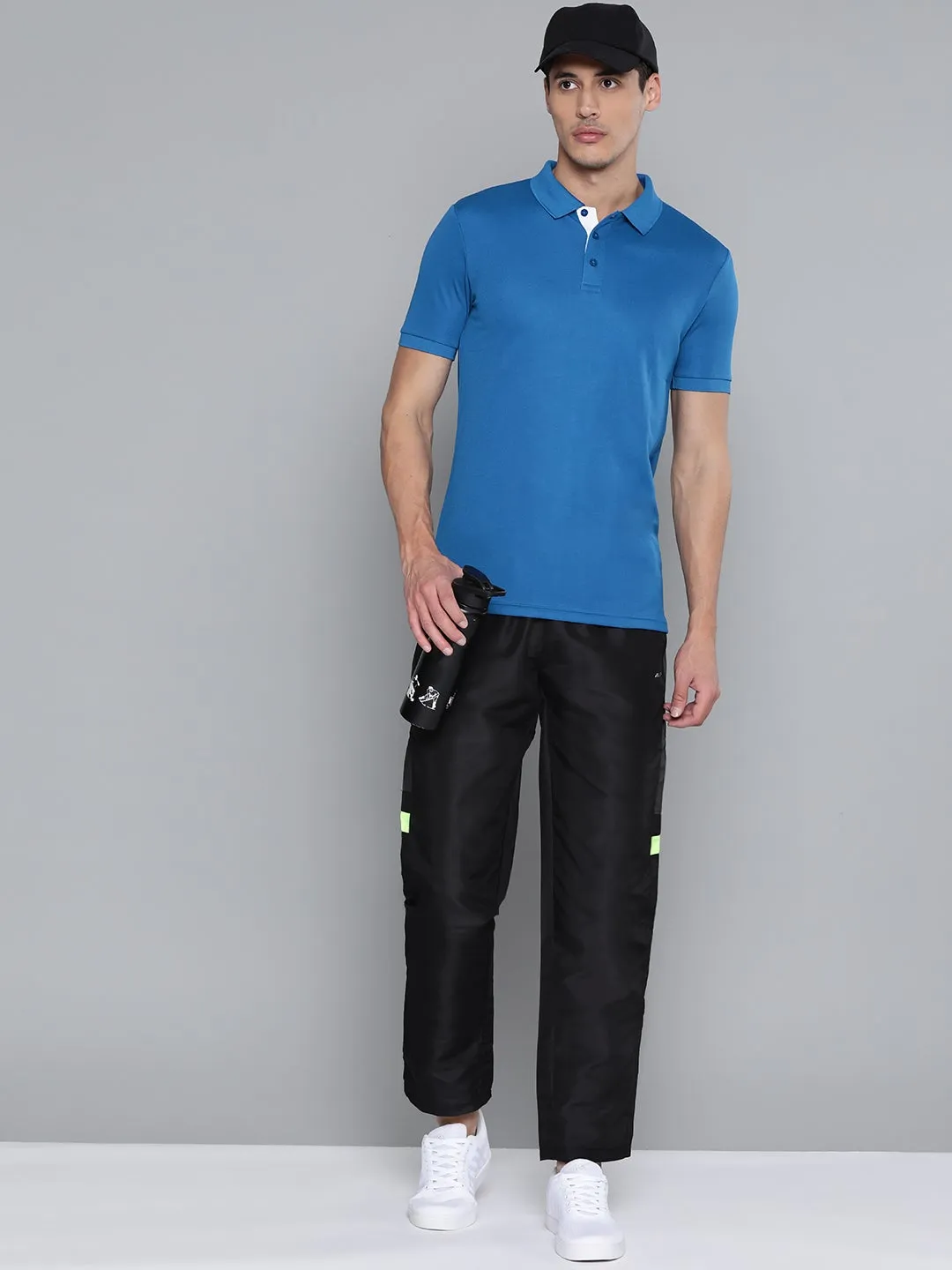 Alcis Men Solid Blue Polo Neck T Shirt