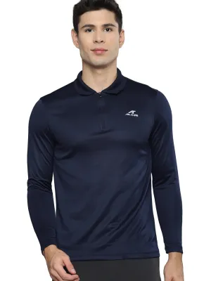 Alcis Men Solid Navy Blue Polo