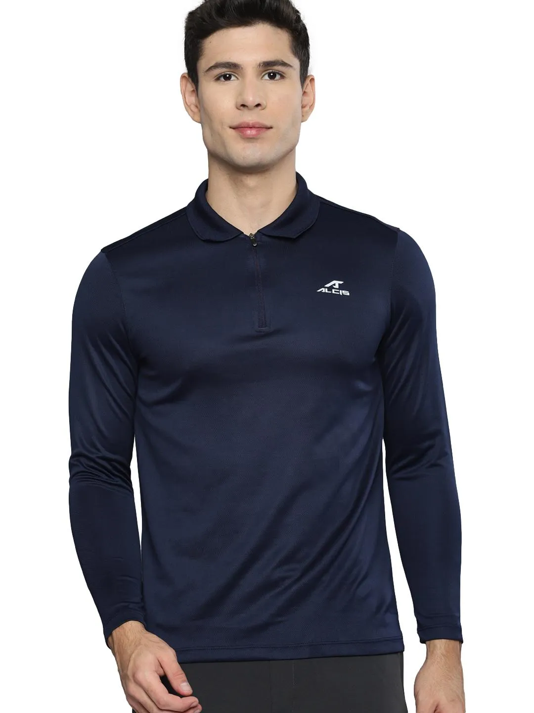 Alcis Men Solid Navy Blue Polo