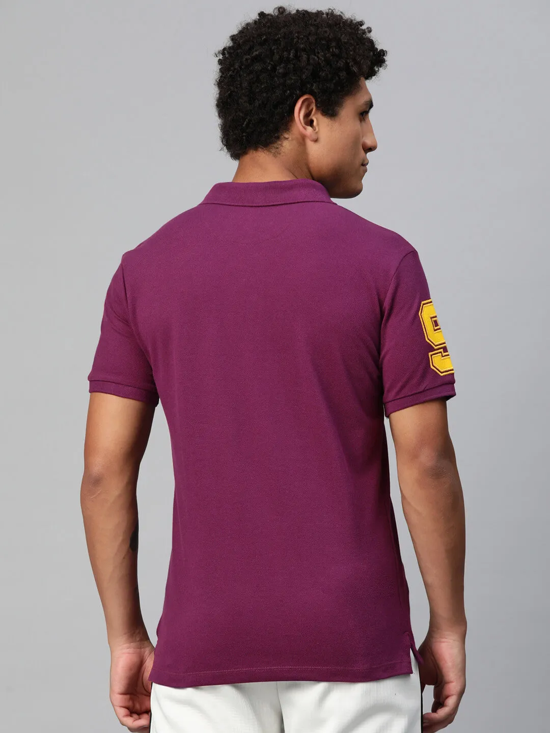 Alcis Men Typography Printed Polo Collar Dry Tech Slim Fit T-shirt