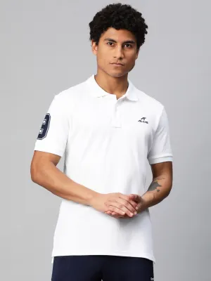Alcis Men Typography Printed Polo Collar Dry Tech Slim Fit T-shirt