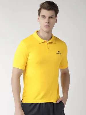 Alcis Men Yellow Solid Polo Collar Sports T-shirt