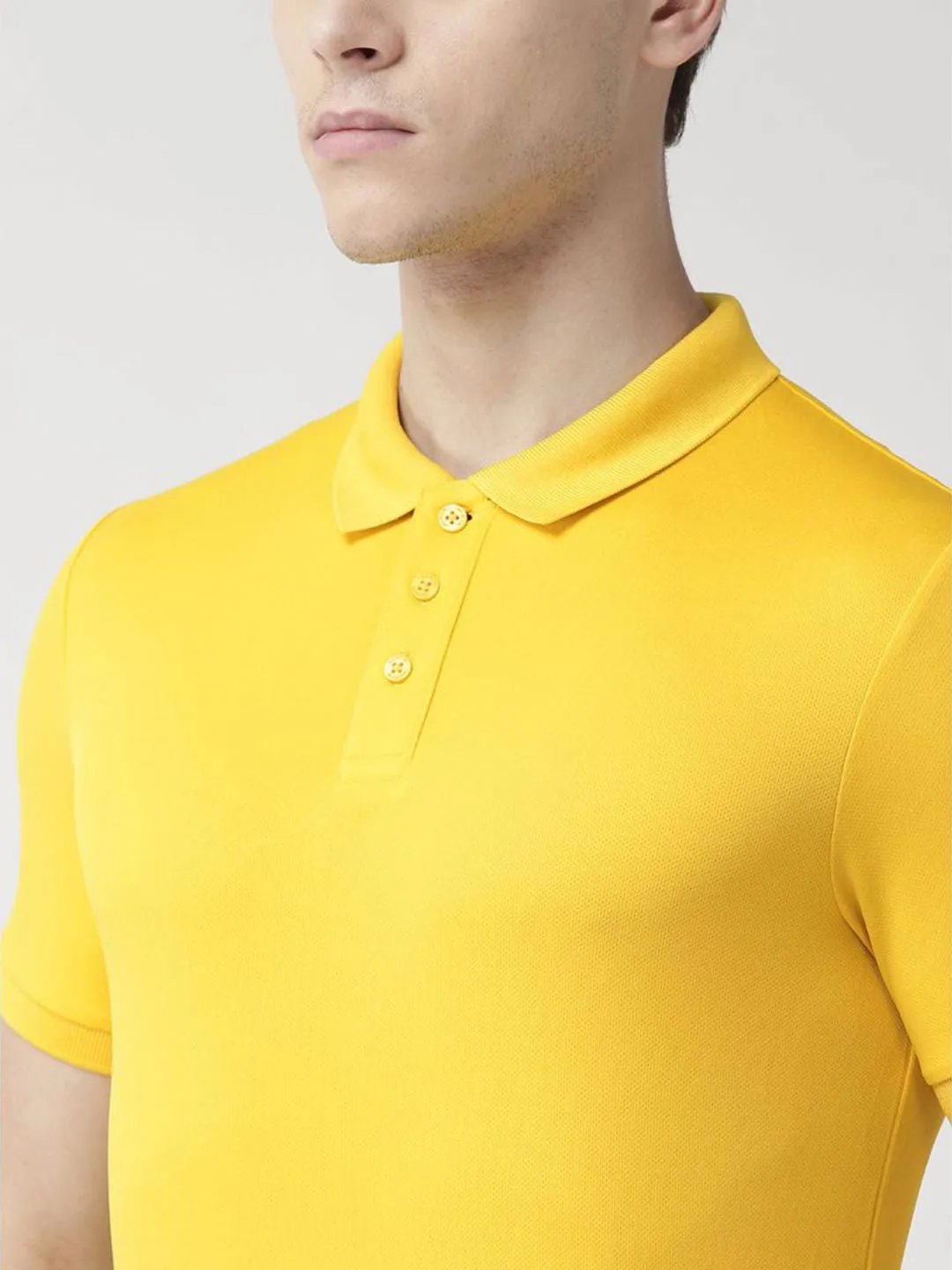 Alcis Men Yellow Solid Polo Collar T-shirt