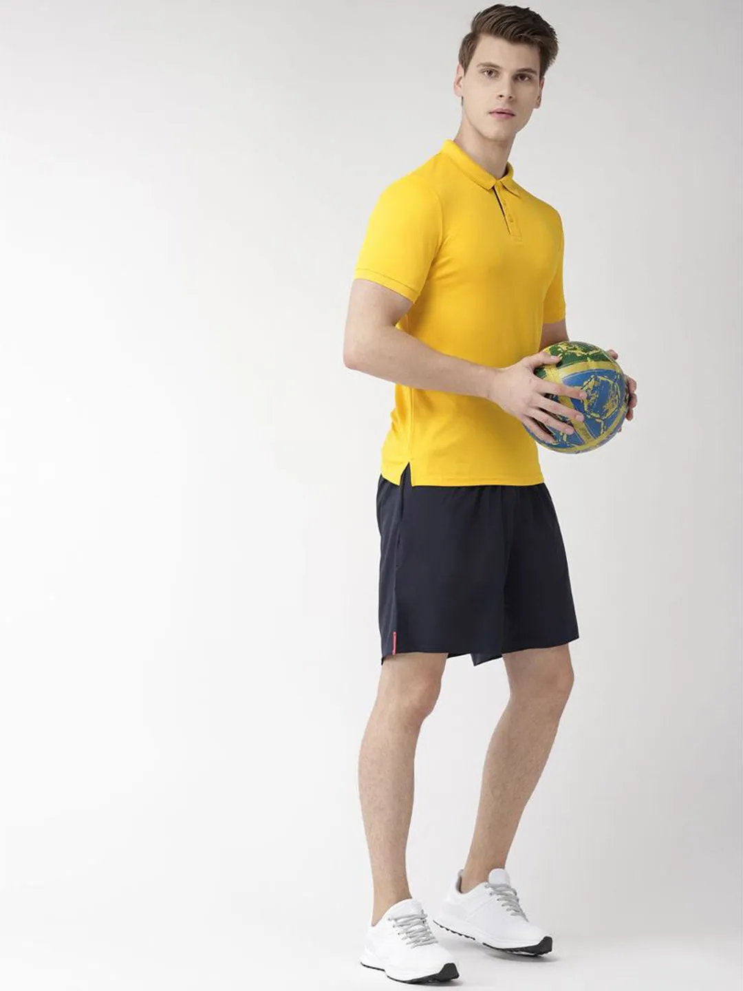 Alcis Men Yellow Solid Polo Collar T-shirt