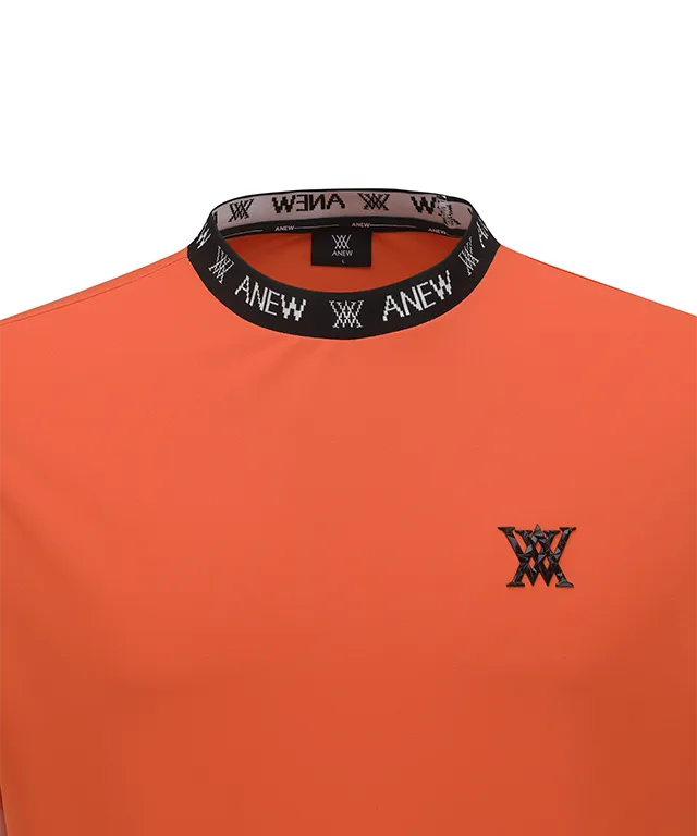 ANEW Golf: Men Neck Jacquard Logo Short T-Shirt - Orange
