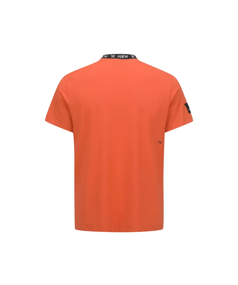 ANEW Golf: Men Neck Jacquard Logo Short T-Shirt - Orange