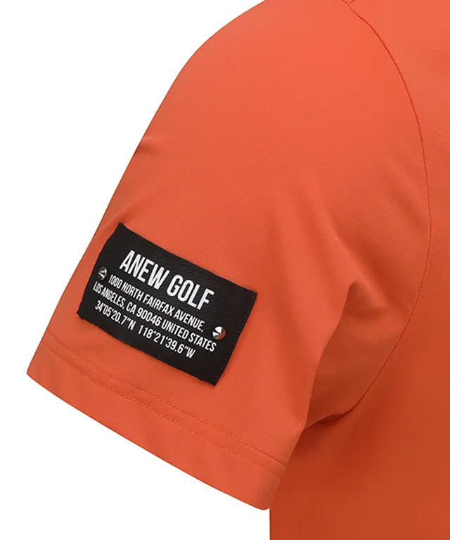ANEW Golf: Men Neck Jacquard Logo Short T-Shirt - Orange