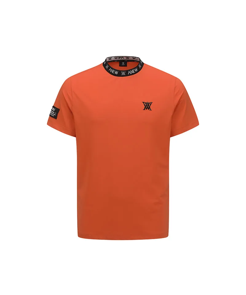 ANEW Golf: Men Neck Jacquard Logo Short T-Shirt - Orange