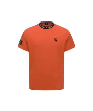 ANEW Golf: Men Neck Jacquard Logo Short T-Shirt - Orange