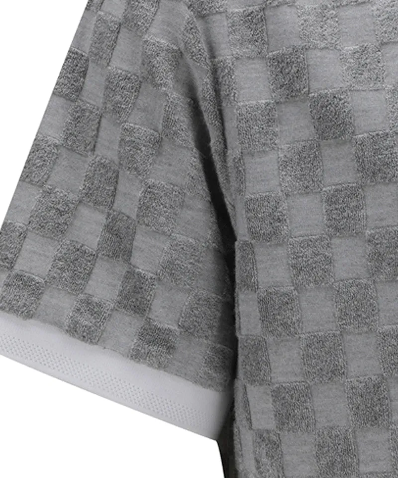 ANEW Golf Men's Terry Check Block Short T-Shirt - Gray