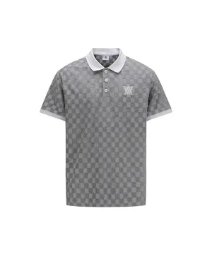 ANEW Golf Men's Terry Check Block Short T-Shirt - Gray