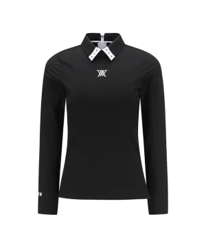 ANEW Golf: Women's Sleeve Block Back Zipper Point Ribbed Long T-Shirt - Black