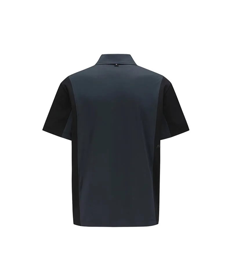 ANEW Men's Side Fabric Block Short T-Shirt - D/Gray