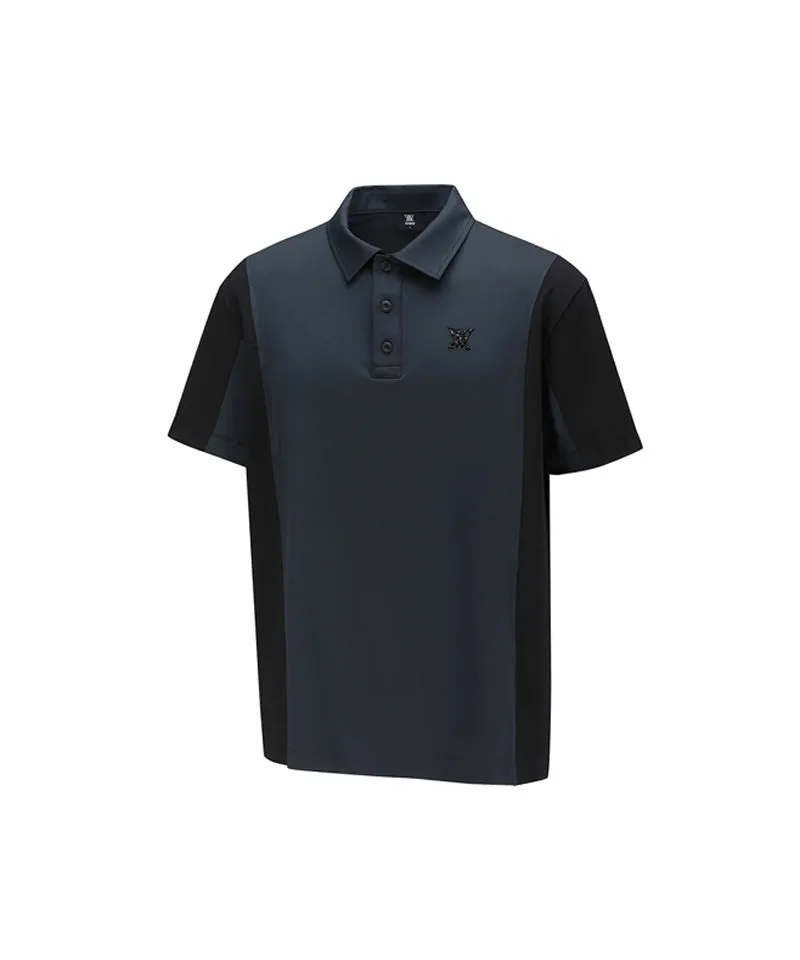 ANEW Men's Side Fabric Block Short T-Shirt - D/Gray