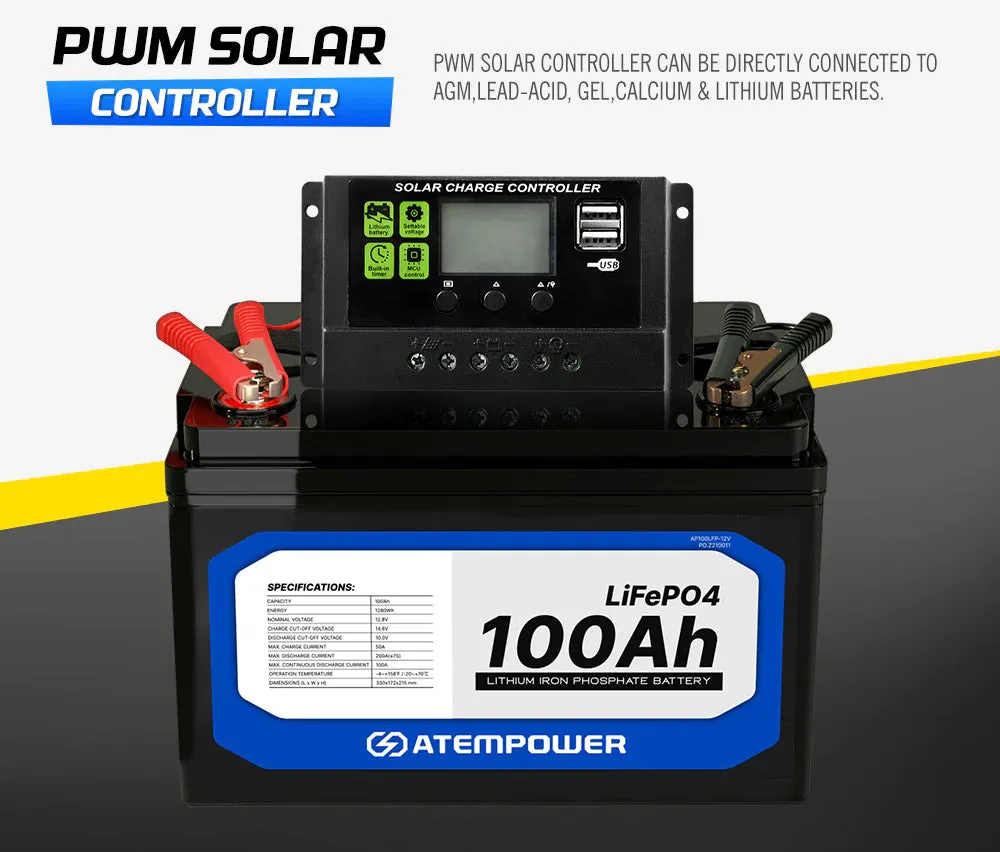 ATEM POWER 200W Solar Panel 12V With Regulator
