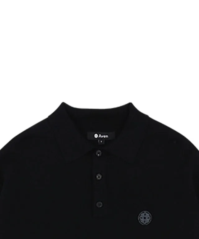 AVEN Men's Signature Flower Jacquard Wool Knit - Black