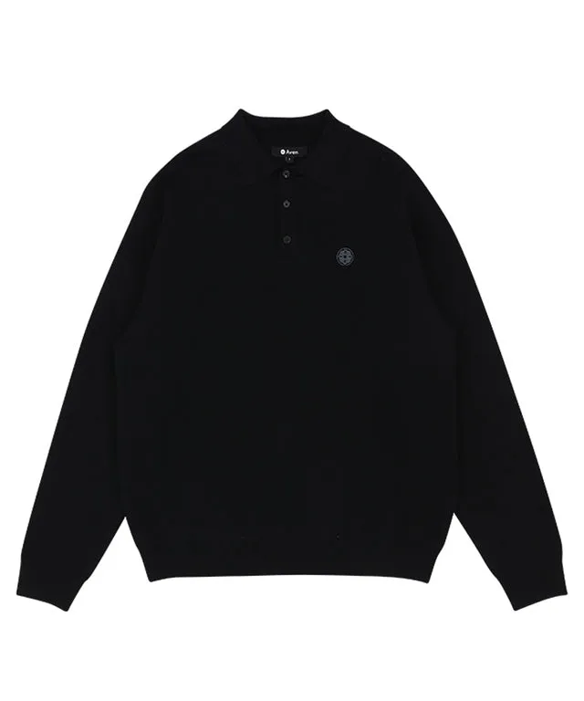 AVEN Men's Signature Flower Jacquard Wool Knit - Black
