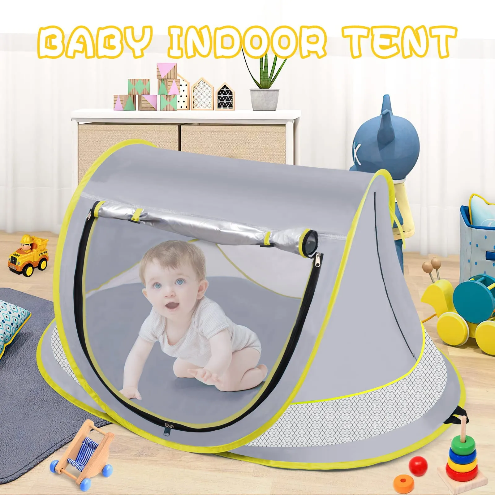 Baby Beach Tent UPF 50  Pop up Beach Tent Sun Shelter Easy Setup Tent for Travel