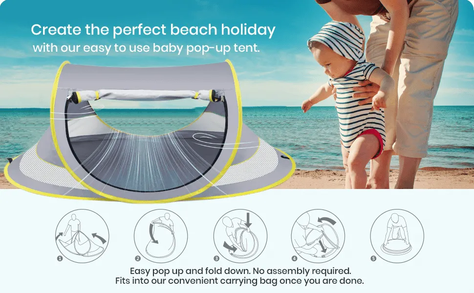 Baby Beach Tent UPF 50  Pop up Beach Tent Sun Shelter Easy Setup Tent for Travel