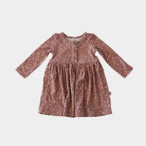 Babysprouts L/S Henley Dress in Cheetah Rosewood