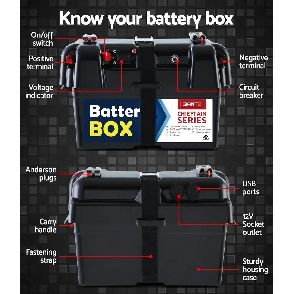 Battery Box 12v Universal Large USB Cigarette Outlets